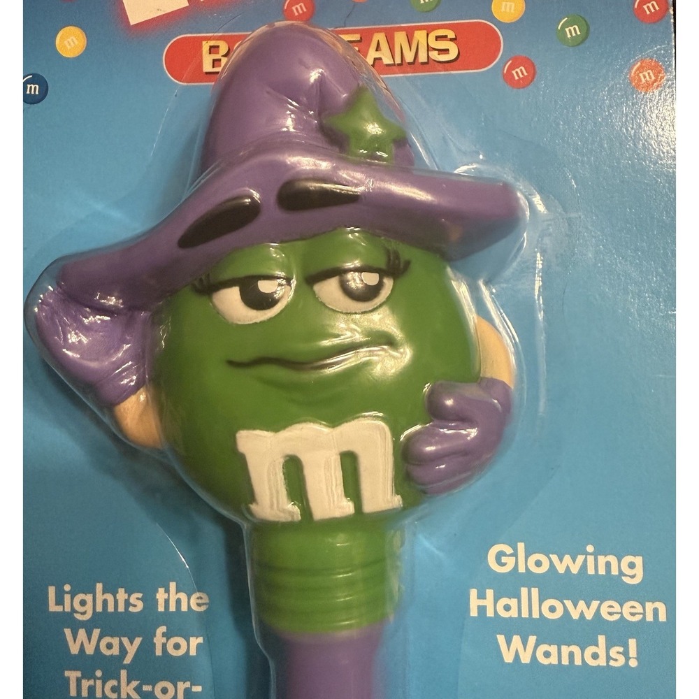 M&M's Boo Beams Glowing Halloween Wand Green Purple Character 1999 Candy Theme - Picture 3 of 5